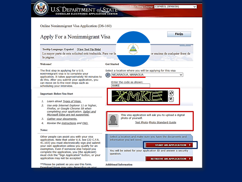 Formulario Ds 160 Nicaragua Visa Americana En Nicaragua 5986
