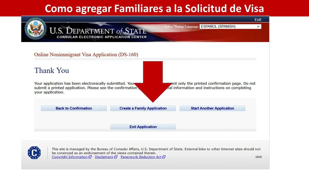 Como agregar Familiares a la Solicitud de Visa